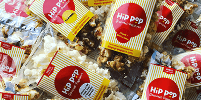 Custom Product Labels for Hip Pop Gourmet Popcorn