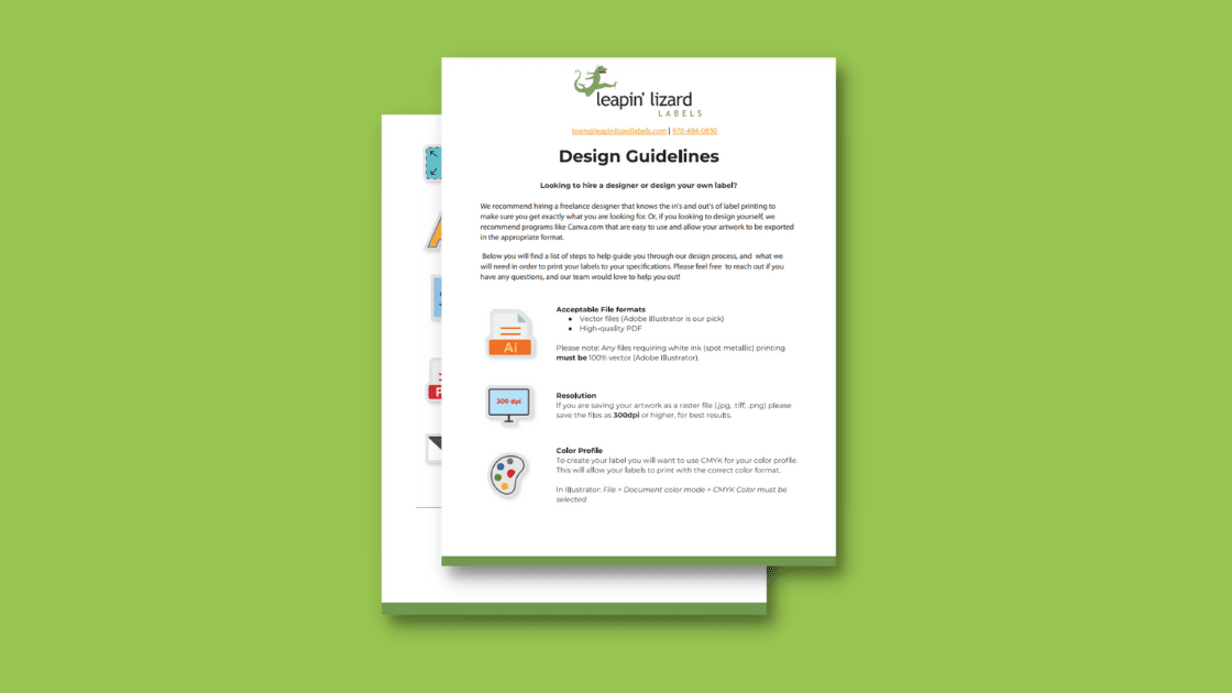 Artwork Specs PDF on green